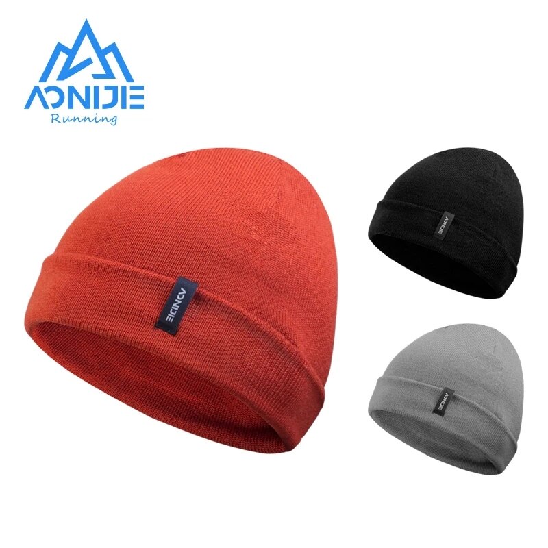 AONIJIE-유니섹스 스포츠 따뜻하고 부드러운 양모 모자, 니트 모자, 더블 레이어 두꺼운 러닝 사이클링 스키 야외 캠핑 하이킹용